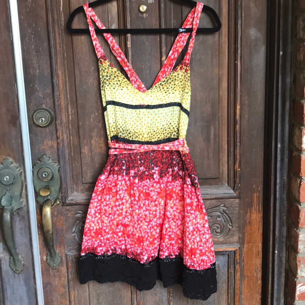 FREE PEOPLE multi-pattern dress